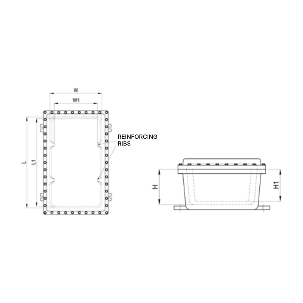 Coffret antidéflagrant - tirage, épissure et appareillage - Industrial Explosion Proof Lighting Coffret antidéflagrant - tirage, épissure et appareillage - detailed view 2 showing explosion proof construction for C1D1, C1D2 applications